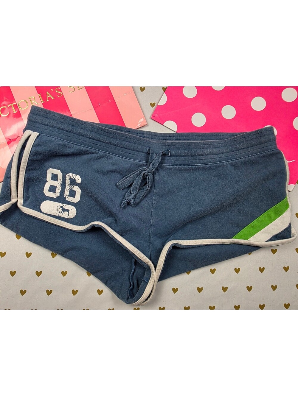 Vintage Y2K Victoria's Secret PINK 86 Dog Micro Mini Shorts M Blue